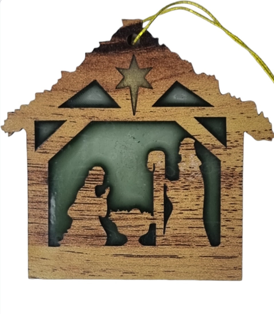 Crafts City Exclusive: Veneer Wood and Resin 12 Christmas Tree Ornaments