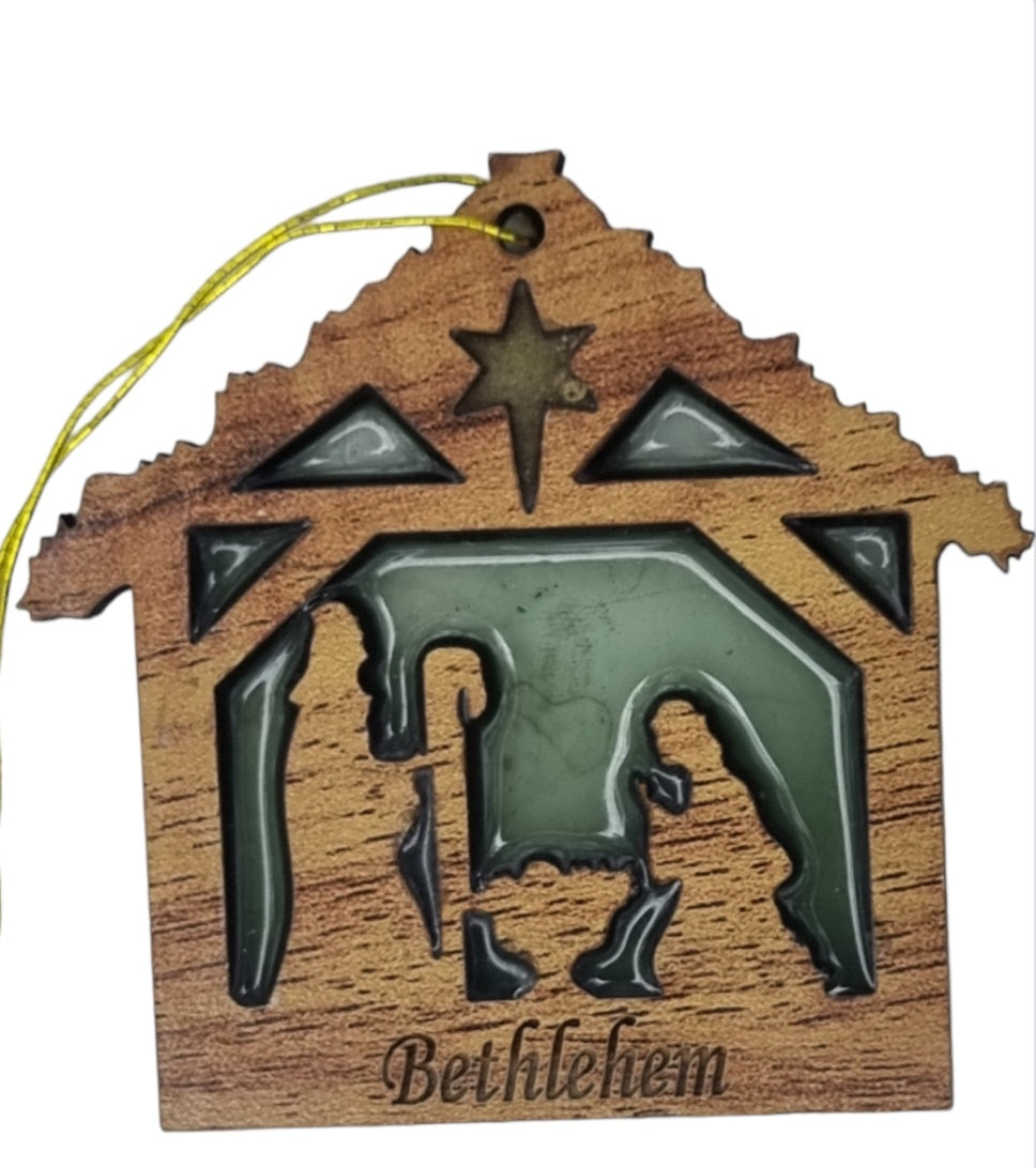 Crafts City Exclusive: Veneer Wood and Resin 12 Christmas Tree Ornaments