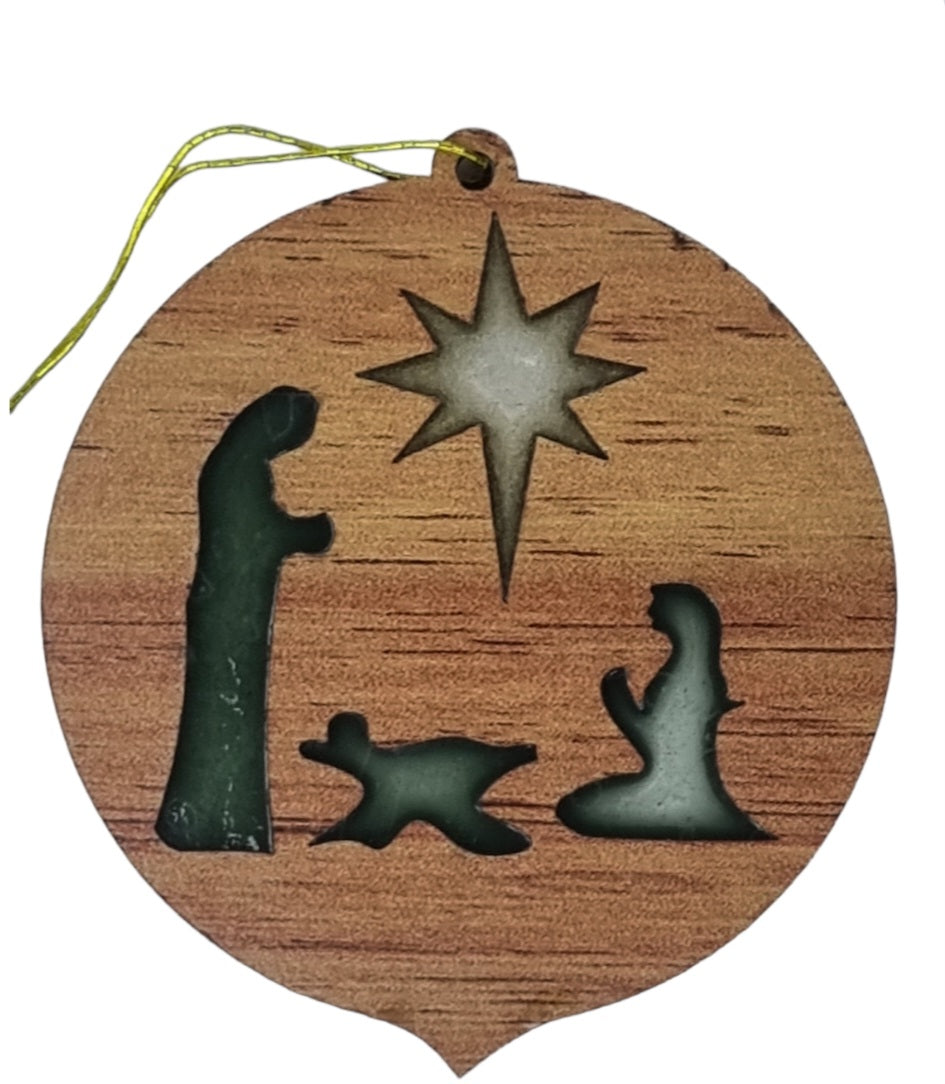 Crafts City Exclusive: Veneer Wood and Resin 12 Christmas Tree Ornaments