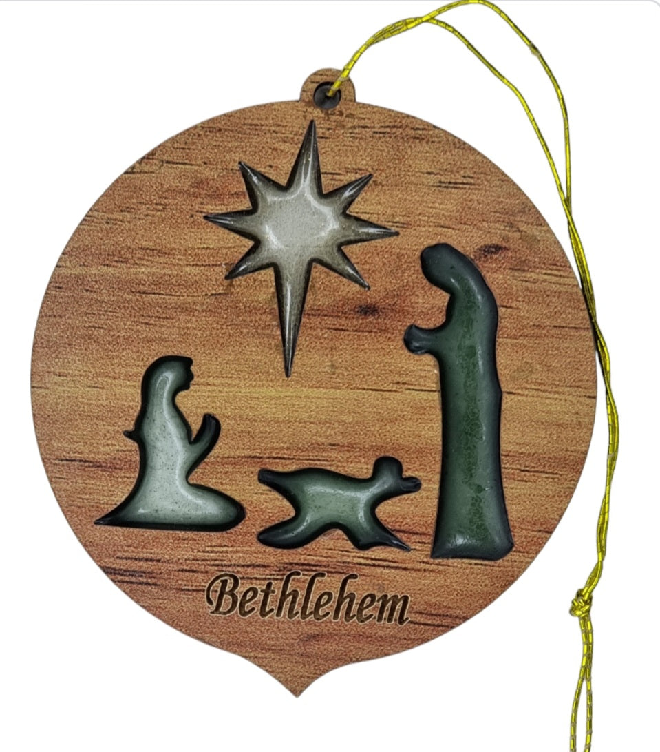 Crafts City Exclusive: Veneer Wood and Resin 12 Christmas Tree Ornaments