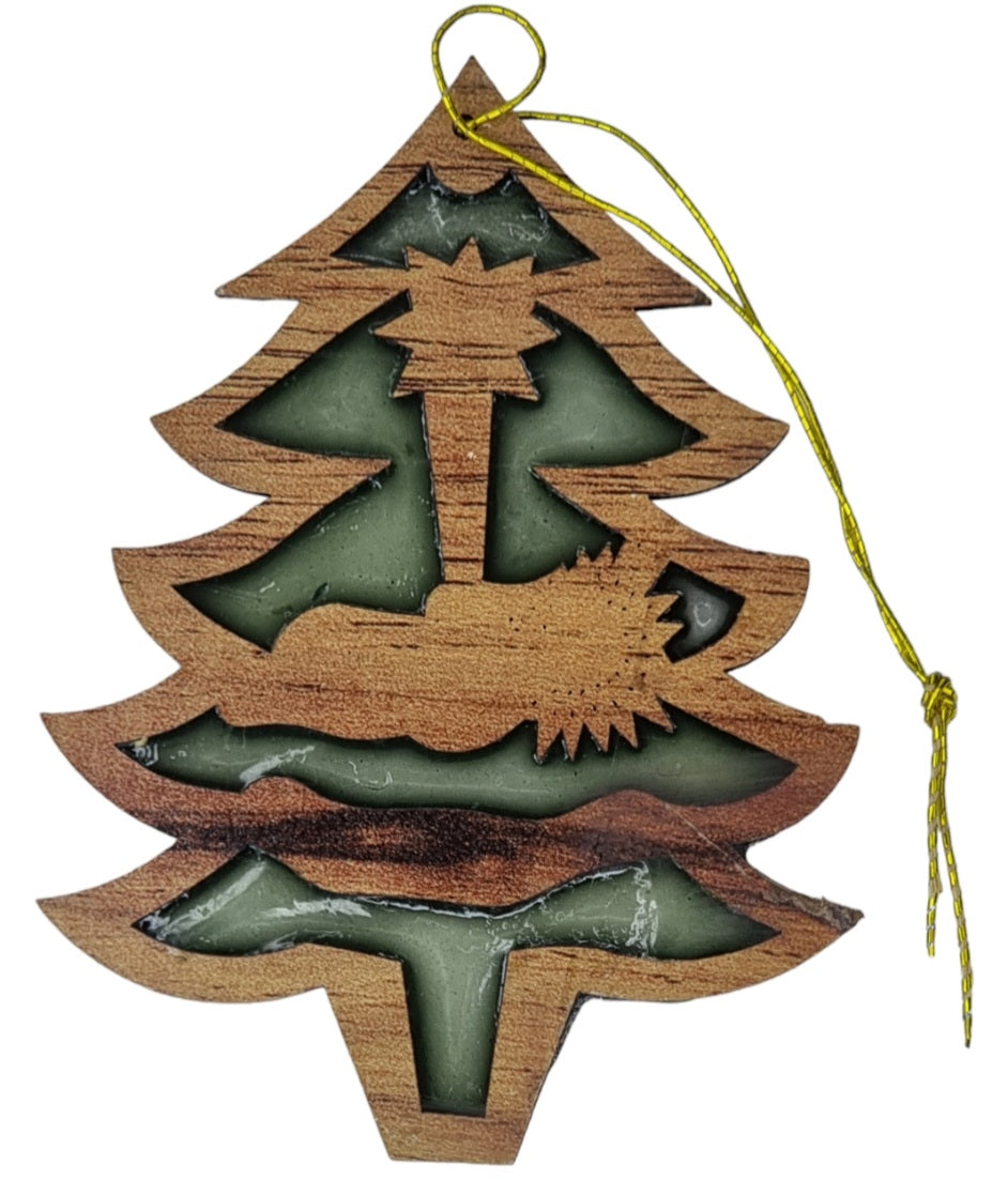 Crafts City Exclusive: Veneer Wood and Resin 12 Christmas Tree Ornaments