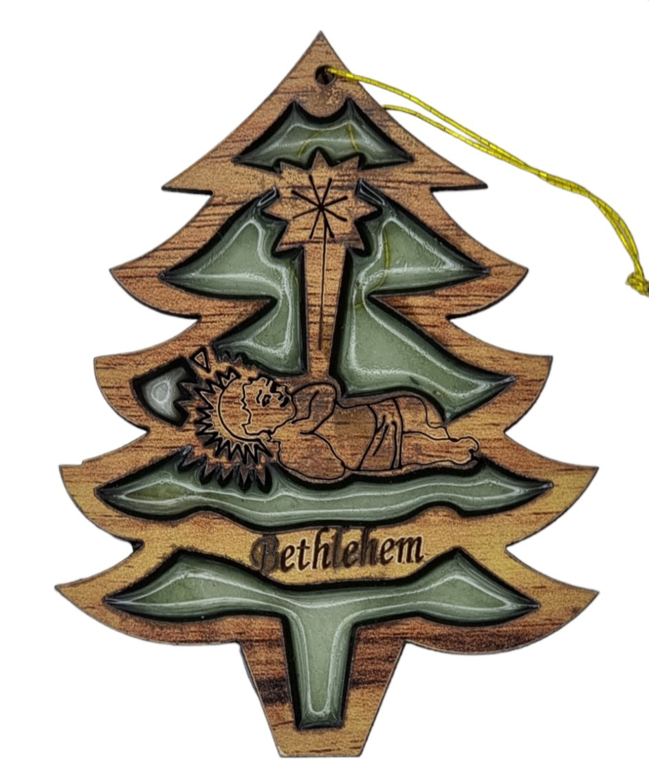 Crafts City Exclusive: Veneer Wood and Resin 12 Christmas Tree Ornaments