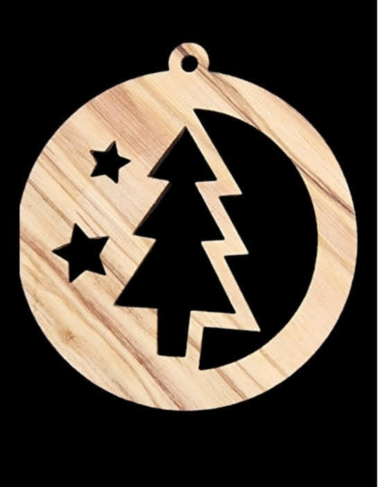 Crafts City Elegance: Limited Edition 20 Laser-Cut Olive Wood Christmas Ornaments Collection"