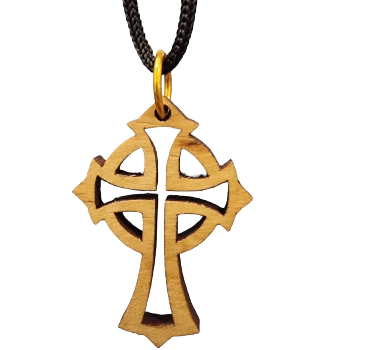 Trefoil Wooden Cross Necklace