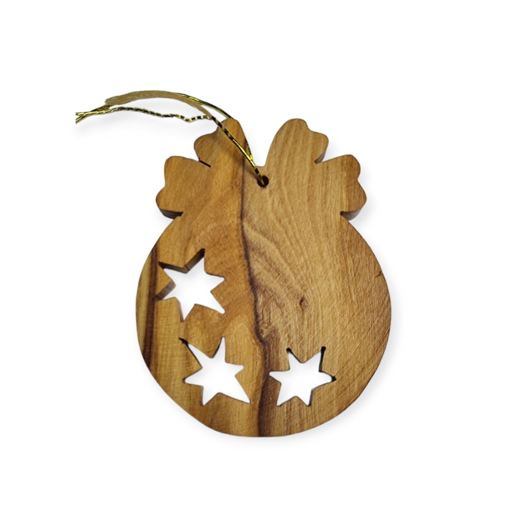 Olive Wood Christmas Apple Shape Ornament with Stars: A Natural and Sustainable Way to Decorate Your Tree