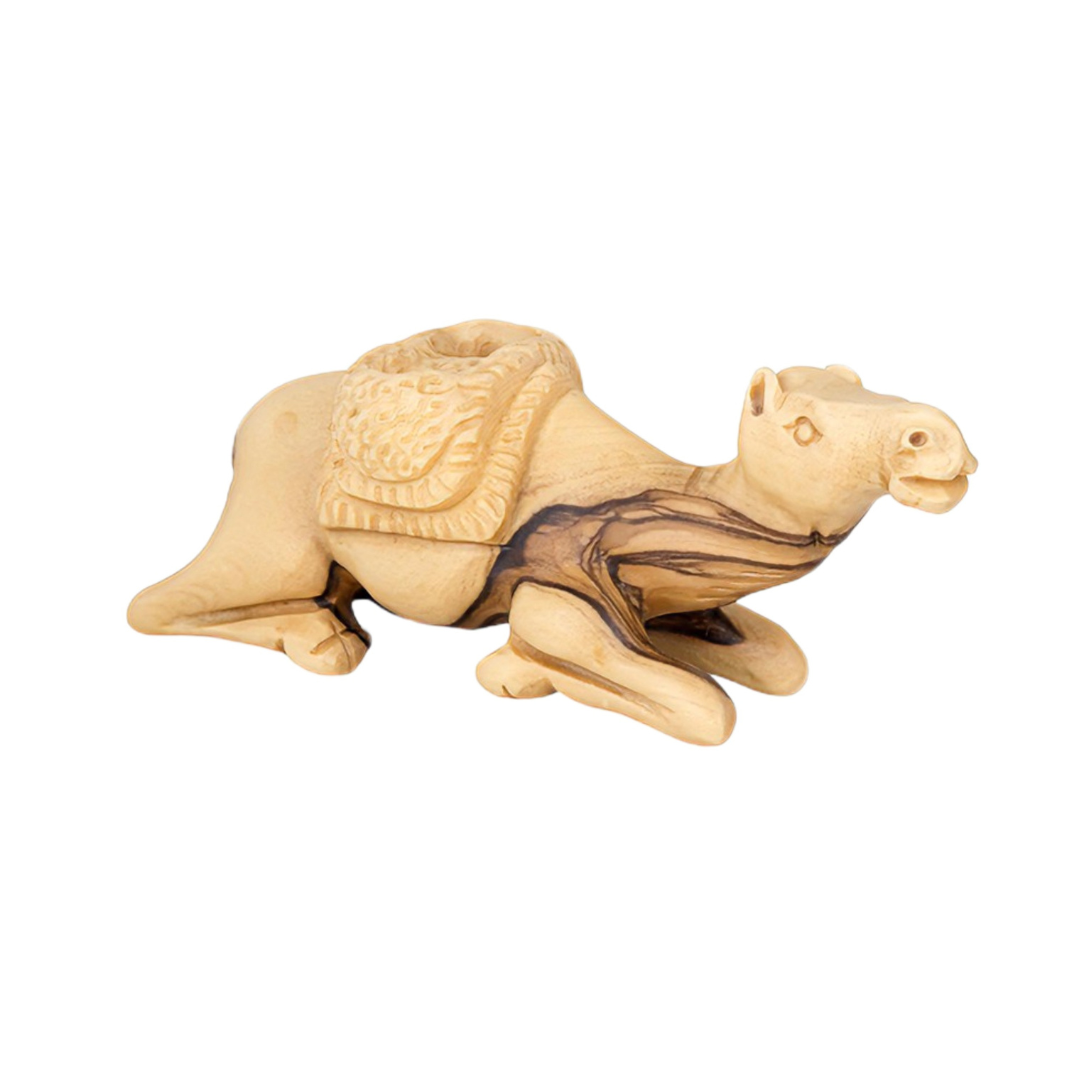 Resting in Grace: An Olive Wood Kneeling Camel