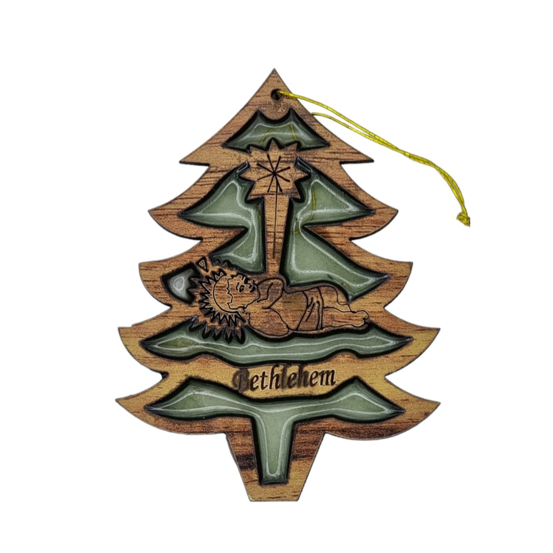 Crafts City Exclusive: Veneer Wood and Resin 12 Christmas Tree Ornaments