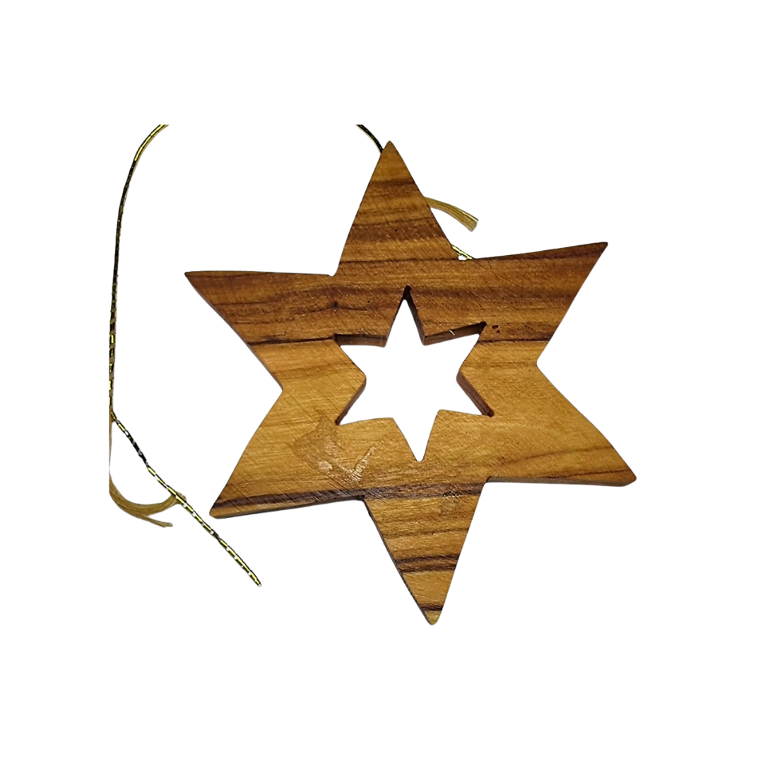 Handmade Olive Wood Star of David Christmas Ornament: A Timeless Gift for the Holidays