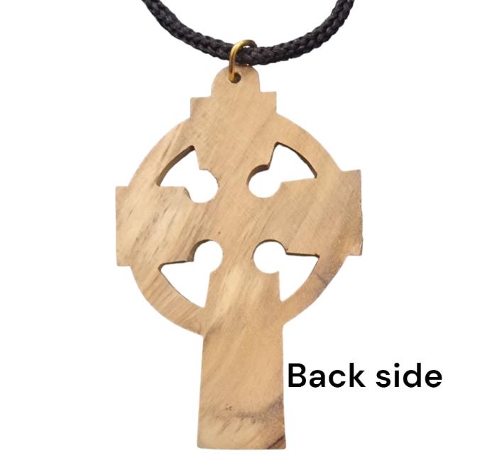 olive-wood wooden cross from the back side