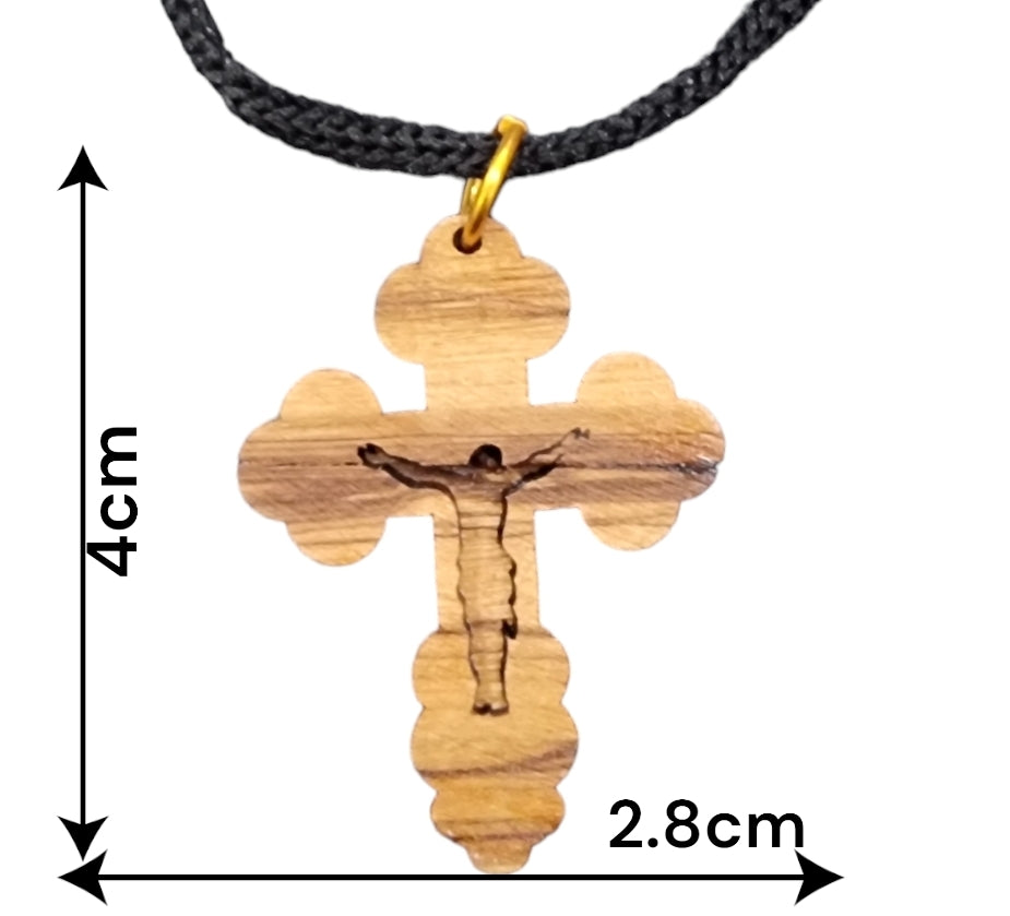 size view of  Jesus Silhouette Necklace, Olive Wood Cross From Bethlehem