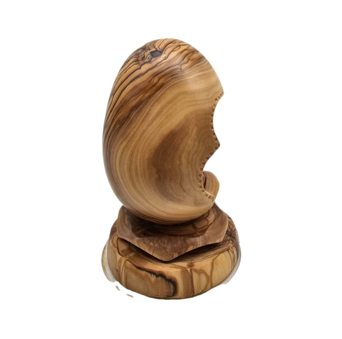 Sacred Nest: Abstract Olive Wood Holy Family Sculpture