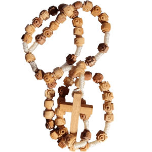 wooden rosary with wooden cross